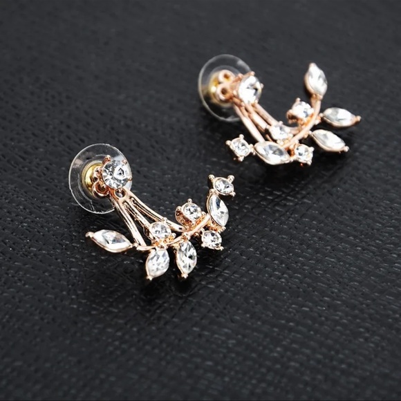 *2/$10 NEW! Creative Minimalist Geometric Drop Earrings Leaf Rhinestone Stud - Picture 5 of 6